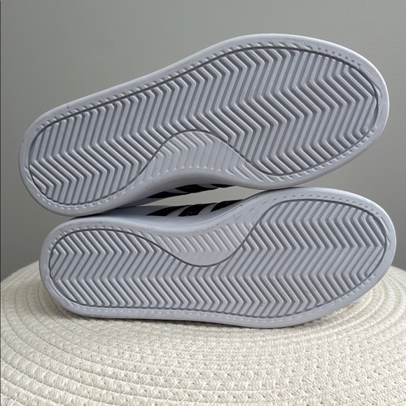 Adidas White Sneakers with Navy and Multicolor Stripes size 6.5 - Picture 4 of 4